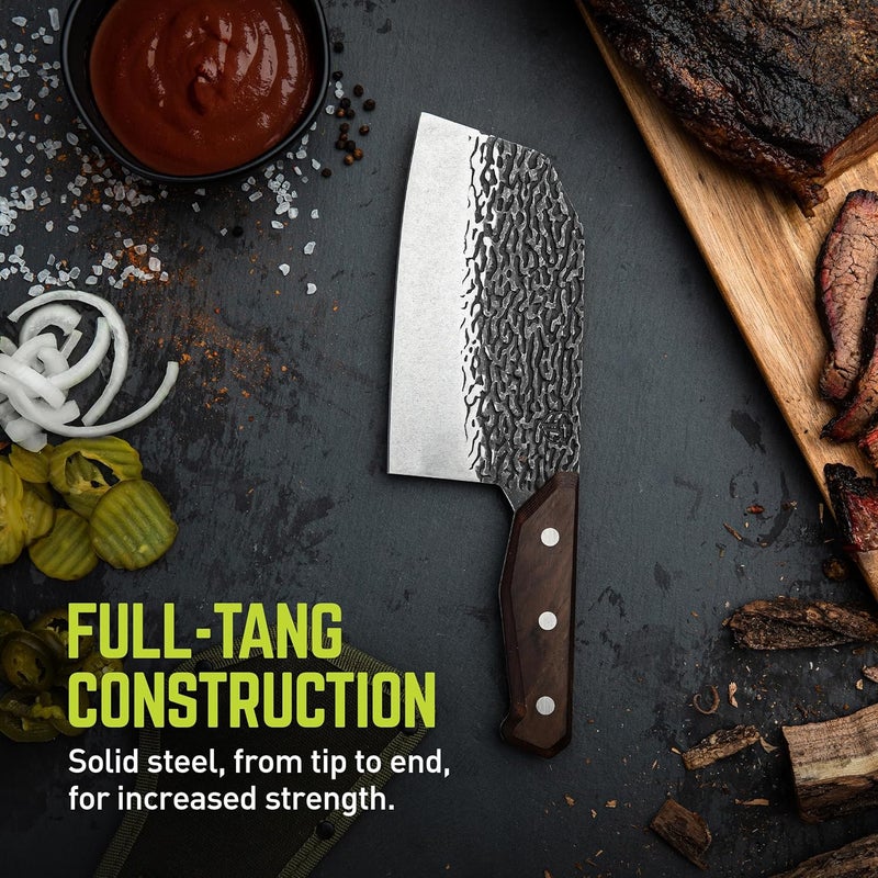 True PrimalForge Chopper Knife | Easy Chopping, Home & Professional Use, Sharp 5Cr15MoV Stainless Steel Blade, Wood Handle, Hand Forged Appearance, Hand Wash Only - Image 3